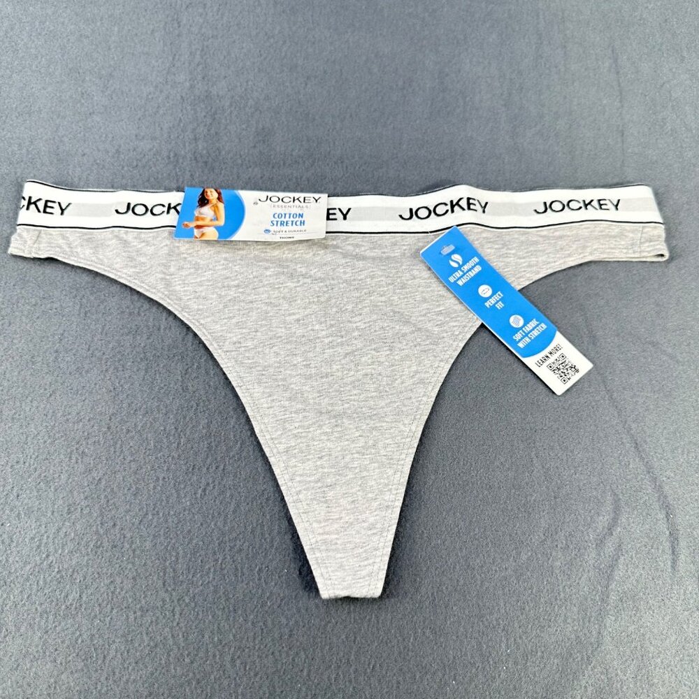 Jockey Women's Size XL Panty Thong Cotton Stretch Essentials Gray New With Tags